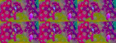 Mor ve yeşil renkte çiçekler olan çiçek deseni çiz. Suluboya tarzında mor ve yeşil renkte çiçekler.