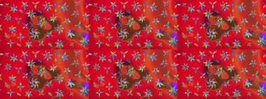 Çiçek desenli eskiz. Gömlek baskısı için çiçek boyası. Kırmızı ve kahverengi renkte çiçekler.