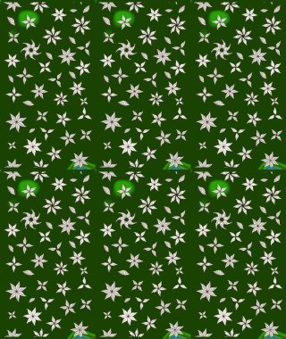 Moda baskıları için zarif bir şablon. Parlak renkli çiçekli ve yeşil yapraklı harika bir çiçek deseni. Modern çiçek arkaplanı. Halk stili.