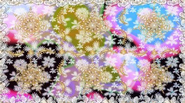 Tarafsız renklerde altın elementler. Barok tarzında kusursuz bir doğulu süsü. Geleneksel klasik raster altın pürüzsüz desen.