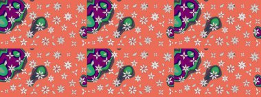 Şirin çiçek elementleri. Turuncu renkli çiçekler. Raster illüstrasyonu. Çizim.