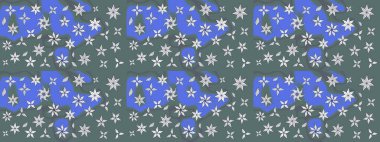 Çiçek desenli eskiz. Gömlek baskısı için çiçek boyası. Tarafsız ve mavi renkte çiçekler.