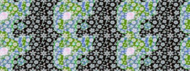 Şirin çiçek elementleri. Raster illüstrasyonu. Gri ve nötr renkte çiçekler. Çizim.