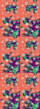 Çiçekli karalama şeklinde Raster çiçek deseni. Çiçekler turuncu ve nötr renklerde. Nazik, narin çiçek arkaplanı.