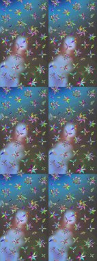 Küçük çiçekli şirin bir desen. Çiçek ve yapraklı çiçek deseni. Raster illüstrasyonu.