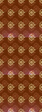 Kahverengi, bej ve sarı renkleri altın elemanları ile sorunsuz vintage desen. Noel, kar tanesi, yeni yıl 2019.