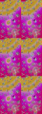 Doğum günü kartı ya da düğün davetiyesi. Raster illüstrasyonu. Mor ve sarı renklerde. Çiçekli tebrik kartı. Çiçek arkaplan. Suluboya çiçek buketi.