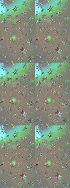 Şirin çiçekler. Çizgi çizimi kalıbı. Raster Moda kumaş deseni.