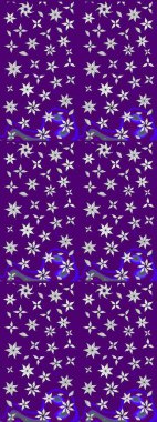 Mor ve nötr renklerde çiçekler. Raster illüstrasyonu. Düz Çiçek Elementleri Tasarımı. Çiçek desenli çizim. Asya tekstil tarzında. Renkli Bahar Teması çizim şablonu.