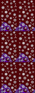 Düz Çiçek Elementleri Tasarımı. Raster güzel kumaş deseni çiziyor. Çiçek deseni. Renkli Bahar Teması çizim şablonu.