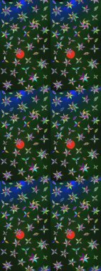 El çizimi çiçek unsurları olan soyut çizim raster deseni. 1950-1960 motifleri. Retro tekstil tasarım koleksiyonu. Çiçekli ipek eşarp. Mavi ve gri üzerine mavi ve gri.