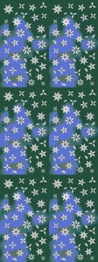 Yeşil ve mavi renkte çiçekler olan çiçek deseni çiz. Suluboya tarzında yeşil ve mavi renkte çiçekler.