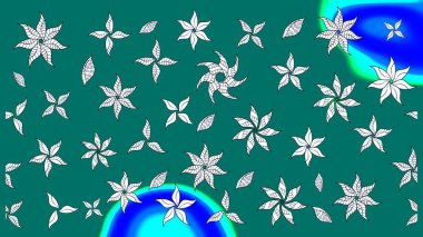 Raster illüstrasyonundaki çiçek desenli çizim. Mavi renkte çiçekler.