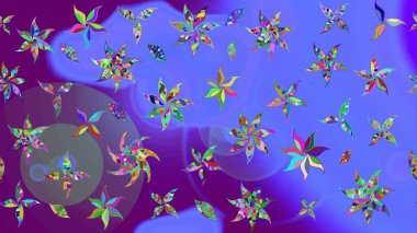 Raster illüstrasyonundaki çiçek desenli çizim. Renkli Bahar Teması eskiz kalıbı. Süslü kumaş deseni. Düz Çiçek Elementleri Tasarımı.