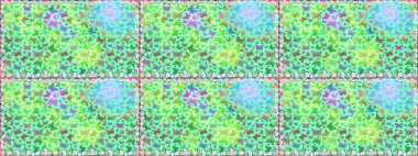 Kelebek desenli mavi ve yeşil. Raster. Kumaş, kağıt, ambalaj kâğıdı ve duvar kağıdı tasarımı için harika bir arka plan. Kusursuz..