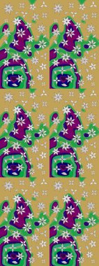 Sarı ve yeşil el çizimi desen. Karalama çiçekleri çizim kalıbı. Art Inspiyellow ve yeşil stil çiçekler ve yapraklar. Raster deseni.