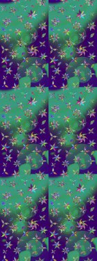 Raster illüstrasyonu. Klasik tropikal doğal elementlerin suluboya seti. Egzotik çiçekler, botanik parlak klasik mavi ve yeşil renkler.