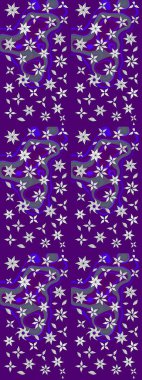 Raster illüstrasyonundaki çiçek desenli çizim. Çiçekler mor ve mor renkler suluboya tarzında.