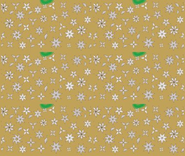 Eski usul. Kumaş, tekstil, duvar kağıdı baskısı için. Miles Fleur, süslü püslü bir süs. Eskiz geçmişi. Raster illüstrasyonu. Tomurcukları papatya çiçekleri olan sevimli bir çiçek deseni..