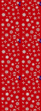 Raster - stok. Eskiz arkaplan modeli. Yapraklı çiçekler ve kırmızı ve nötr renklerde papatya çiçekleri..