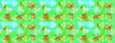 Kar taneleri radyal yeşil, mavi ve nötr renkler. Renkli arka planda güzel kar taneleri. Raster illüstrasyonu..