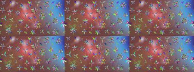 Çiçekli karalama şeklinde Raster çiçek deseni. Kahverengi renkli çiçekler. Nazik, narin çiçek arkaplanı.