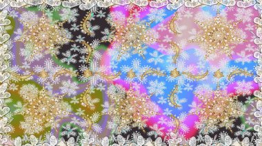 Tarafsız renklerde grafiksel modern kusursuz desen. Kusursuz raster arka plan. Duvar kâğıdı barok, İspanyol kumaşı. Kusursuz çiçek deseni.