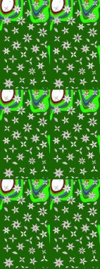 Chichi 'nin kumaş kalıbını çiz. Renkli Bahar Teması eskiz kalıbı. Çiçek deseni. Raster illüstrasyonu. Düz Çiçek Elementleri Tasarımı.