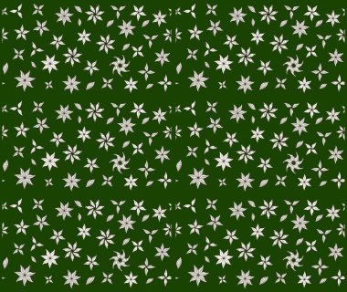 Ağaç dallı bahar çiçekleri ile desen, çiçek siluetiyle yeşil renkler. Raster deseni.