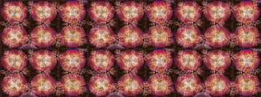 Raster illüstrasyonu. Kırmızı, kahverengi ve bej kar taneleri. Güzel tasarım. Noel için tatil tasarımı, yeni yıl moda baskıları. Kar tanelerinin soyut arkaplanlı Noel arkaplanı.