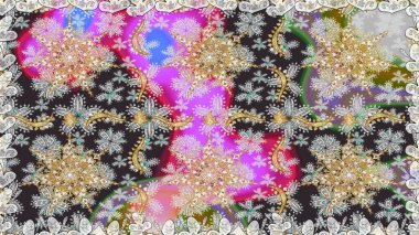 Noel, kar tanesi, yeni yıl 2019. Gri renklerde, altın elementlerle kusursuz klasik desen.