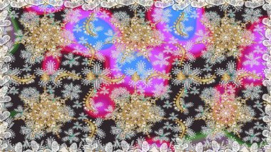 Kusursuz altın desenli bukleler. Gri renklerde kusursuz desen. Raster altın pürüzsüz desen. Doğu tarzında altın elementler arabesk.