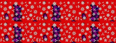 Raster illüstrasyonundaki çiçek desenli çizim. Kırmızı renkte çiçekler. Renkli Bahar Teması eskiz kalıbı. Düz Çiçek Elementleri Tasarımı.