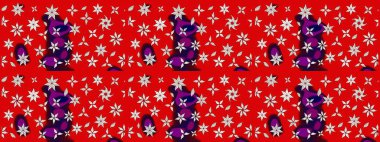 Raster illüstrasyonundaki çiçek desenli çizim. Kırmızı renkte çiçekler. Renkli Bahar Teması eskiz kalıbı. Düz Çiçek Elementleri Tasarımı.