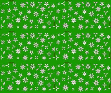 Raster illüstrasyonu. Küçük çiçekteki sevimli çiçek deseni. Yeşil renkte çiçekler.