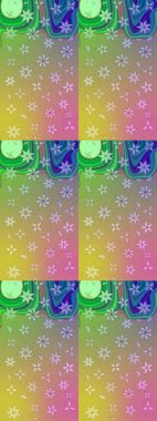 Tarafsız ve yeşil renklerde çiçekler. Düz Çiçek Elementleri Tasarımı. Renkli Yaz Temalı eskiz kalıbı. Raster illüstrasyonunda çiçek deseni çizimi.