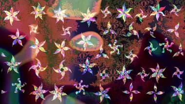 Egzotik çiçekler, kahverengi renklerde botanik, parlak, klasik bir doğa. Klasik tropikal doğal elementlerin suluboya seti. Raster illüstrasyonu.