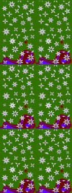 Modern çiçek arkaplanı. Moda baskıları için zarif bir şablon. Parlak renkli çiçekli ve yeşil yapraklı harika bir çiçek deseni. Halk stili.