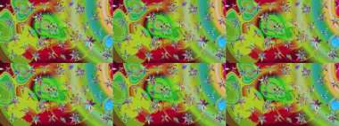 Sketch Colour Spring Theme eskiz kalıbı. Sevimli çiçek raster deseni. Yeşil ve kırmızı renkte çiçekler. Düz Çiçek Elementleri Tasarımı.