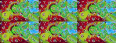 Yeşil ve kırmızı renkte çiçekler. Gömlek baskısı için çiçek boyası. Çiçek eskiz kalıbı geçmişi.