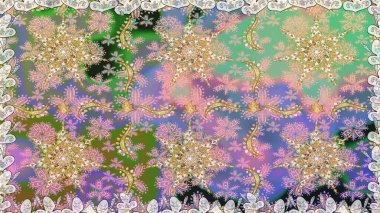 Damask arkaplanı. Barok tarzında altın çiçekli süs. Tarafsız renklerde altın element. Altın çiçekli, pürüzsüz desen.