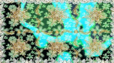 Damask arkaplanı tekerrür ediyor. Antika altın tekrarlanabilir duvar kağıdı. Barok tarzında altın çiçek süsü. Tarafsız renklerde altın element.