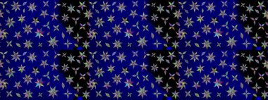 Tekstil tasarımı için mavi renkli geleneksel halk çiçekleri buketi. Üzerinde gelincikler ve vadi zambakları olan renkli çiçek desenli nakış..