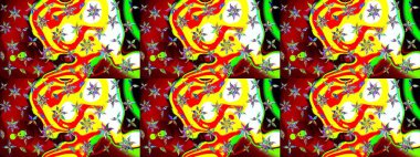 Renkli grunge renkli çiçeklerle soyut bir arka plan oluşturur. Parmak izi, kumaş, duvar kâğıdı, tekstil için raster dokusu. Nakış desenli çiçek deseni..