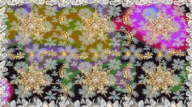 Antika altın tekrarlanabilir duvar kağıdı. Damask pürüzsüz yineleme kalıbı. Barok tarzında altın çiçekli süs. Gri renklerdeki altın element.