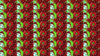 Kırmızı renkte çiçekler. Gömlek, arka plan modelini çiz. Tropik çiçekler.