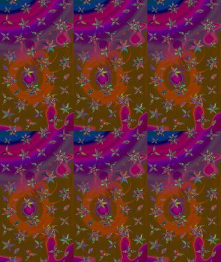 Suluboya tarzında kahverengi renkte. Küçük çiçekli yay deseni çiz. Raster illüstrasyonu.