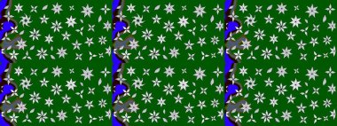 Yeşil renkli çiçekler. Hediye ambalaj kağıdı, tebrik kartları, posterler ve pankart tasarımı. Raster düz çiçek çizim deseni.