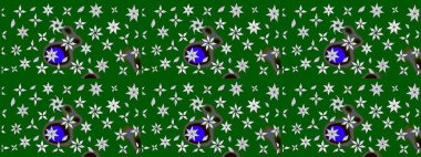 Sevimli çiçek raster deseni. Yeşil renkli çiçekler. Sketch Colour Spring Theme eskiz kalıbı. Düz Çiçek Elementleri Tasarımı.