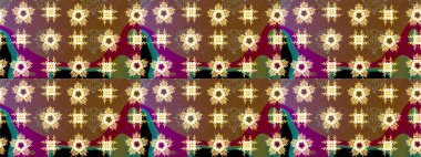 Düz Çiçek Elementleri Tasarımı. Raster illüstrasyonundaki çiçek desenli çizim. Renkli Bahar Teması eskiz kalıbı. Süslü kumaş deseni.